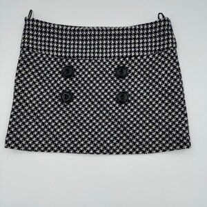 La Chapelle Womens Houndstooth Mini Skirt Large With Button Accents